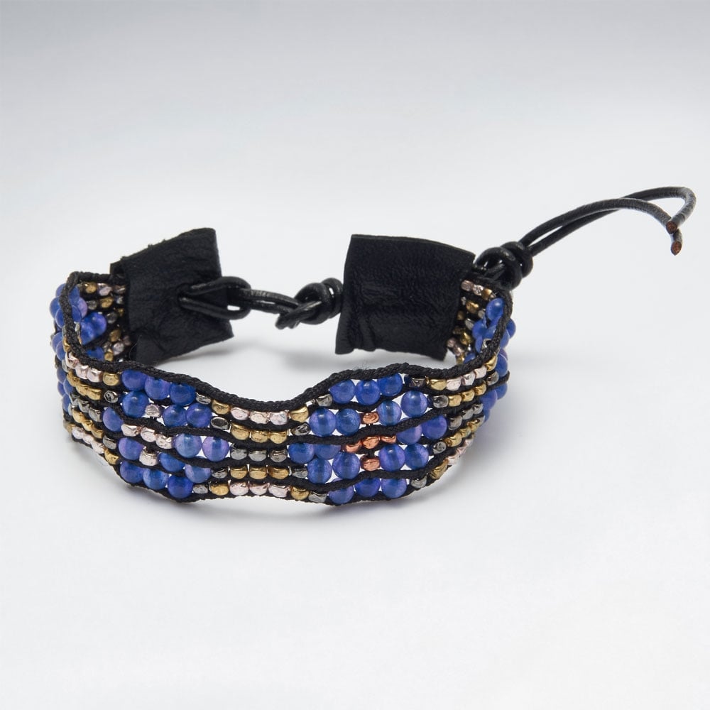 Leather Beaded Flower Bracelet