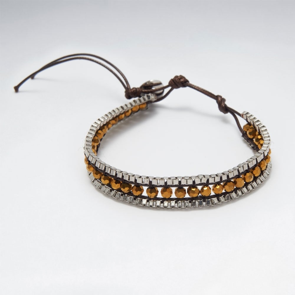 Earthen Tones Beaded Leather Bracelet