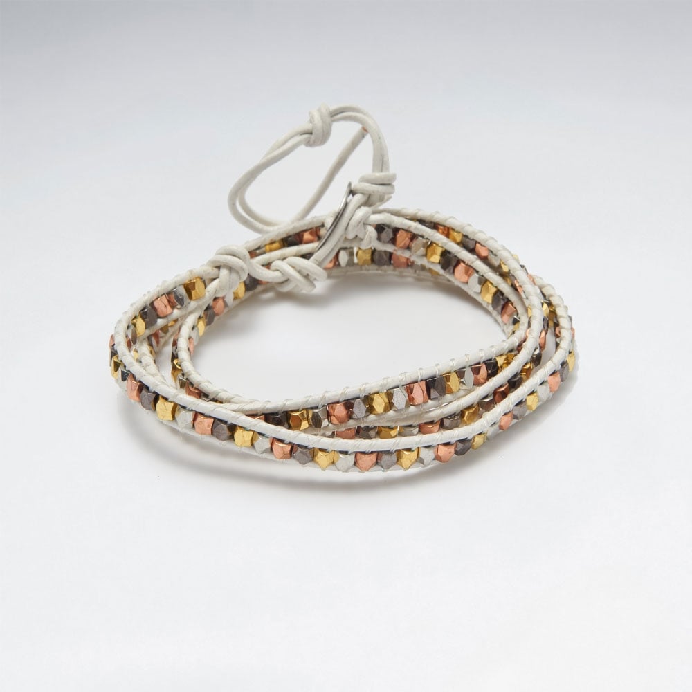 Simple Beauties Beaded Leather Wrap Bracelet