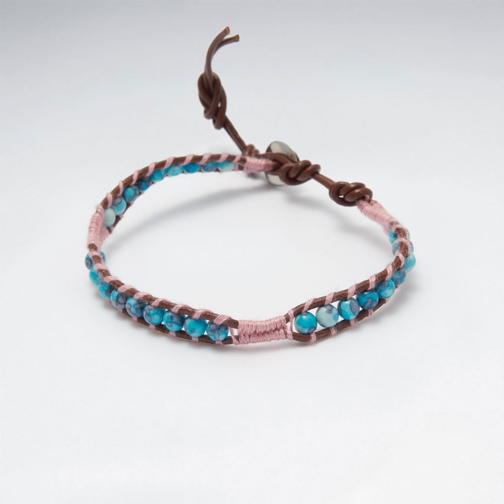 Leather Beaded Sky Bracelet