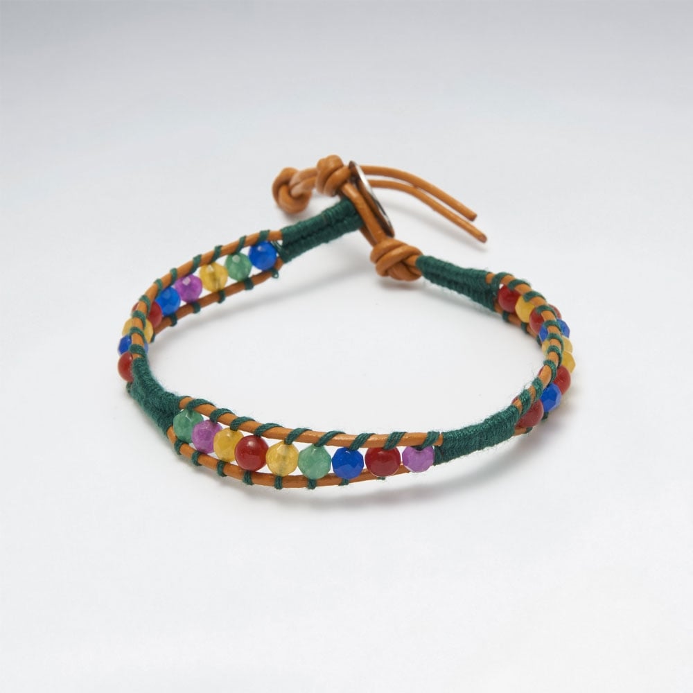 Leather Tribal Beaded Bracelet