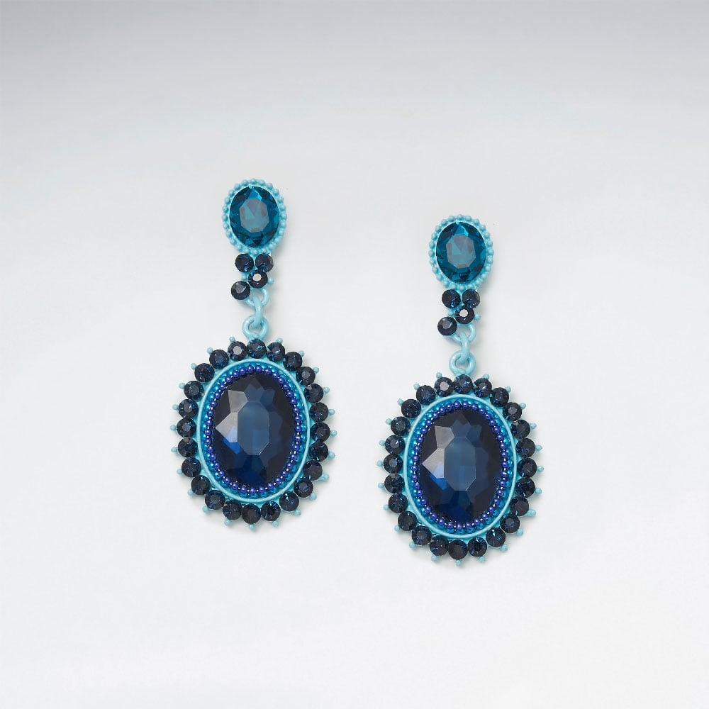 Brilliant Blues Jewelry Couture Brass Mixed Glass Bead Earrings