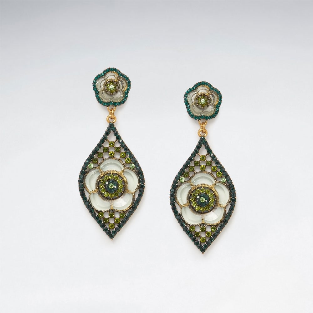 Exotic Garden Escape Brass Mixed Color Crystal Earrings