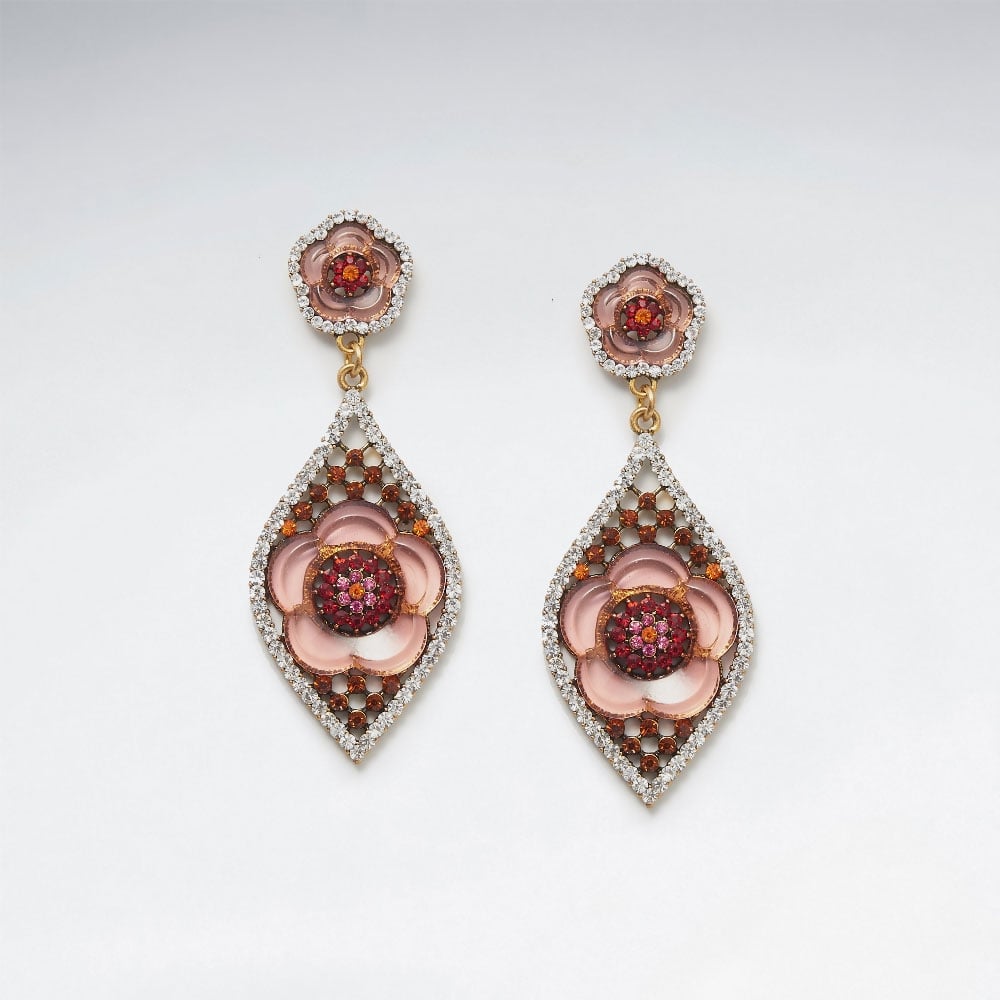 Exotic Garden Escape Brass Mixed Color Crystal Earrings