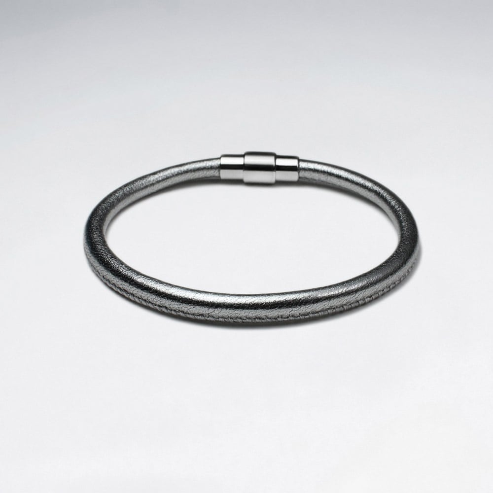 Stainless Steel Leather  Wrap Bracelet