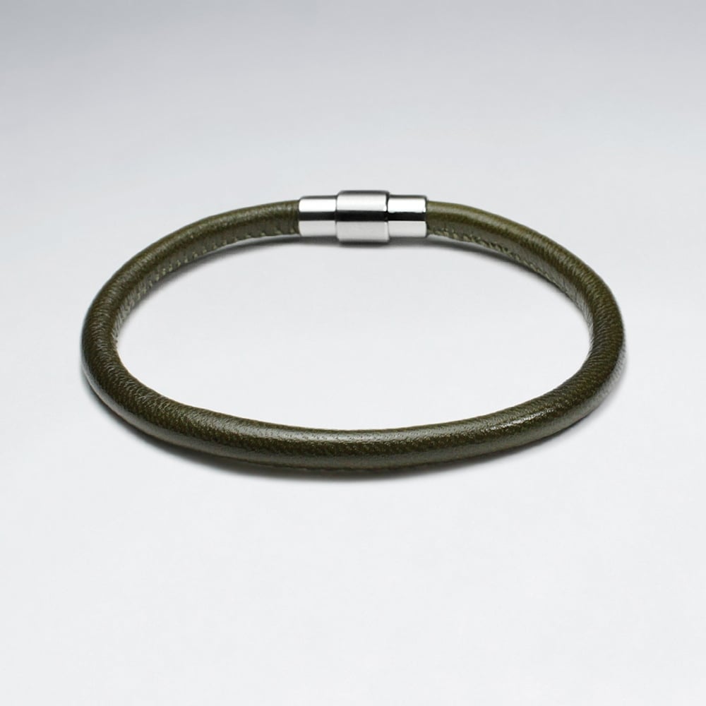 Stainless Steel Leather  Wrap Bracelet