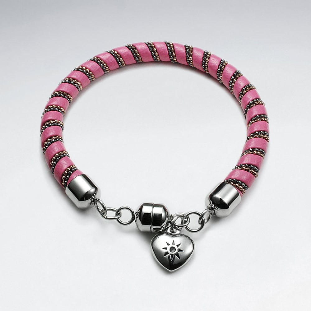 Stainless Steel Hearts Charm Twist Bracelet