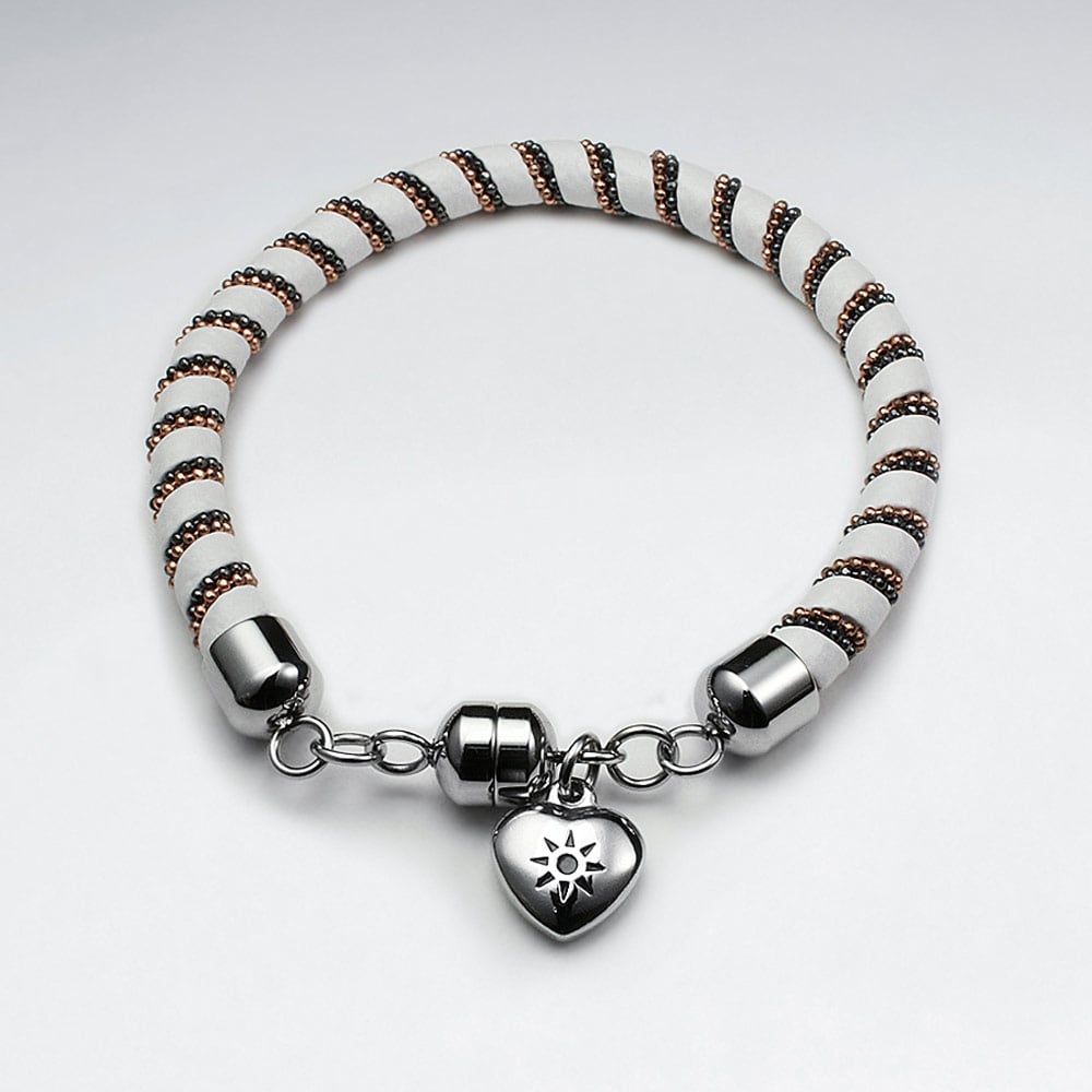 Stainless Steel Hearts Charm Twist Bracelet
