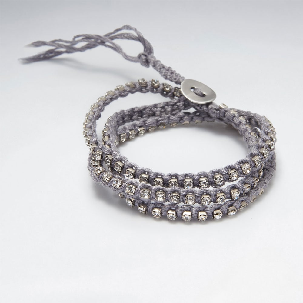 Double Strand Cotton Crystal Bead Bracelet