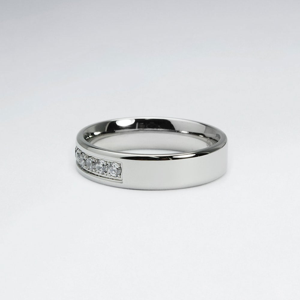 Stainless Steel & Crystal Adorned Style Ring