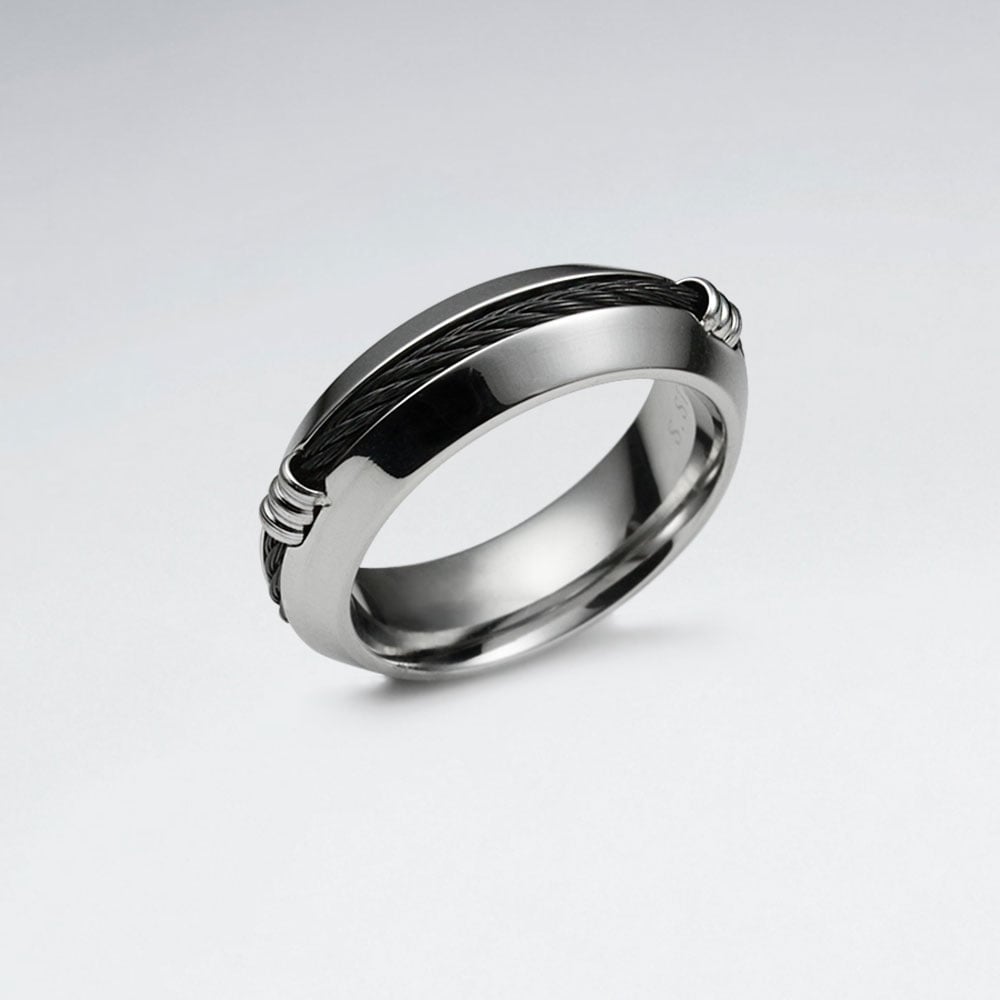 Sleek & Stylish Stainless Steel Slim Band Textured Ring