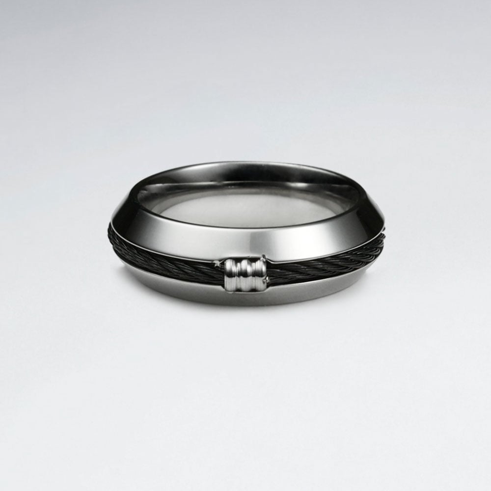 Sleek & Stylish Stainless Steel Slim Band Textured Ring