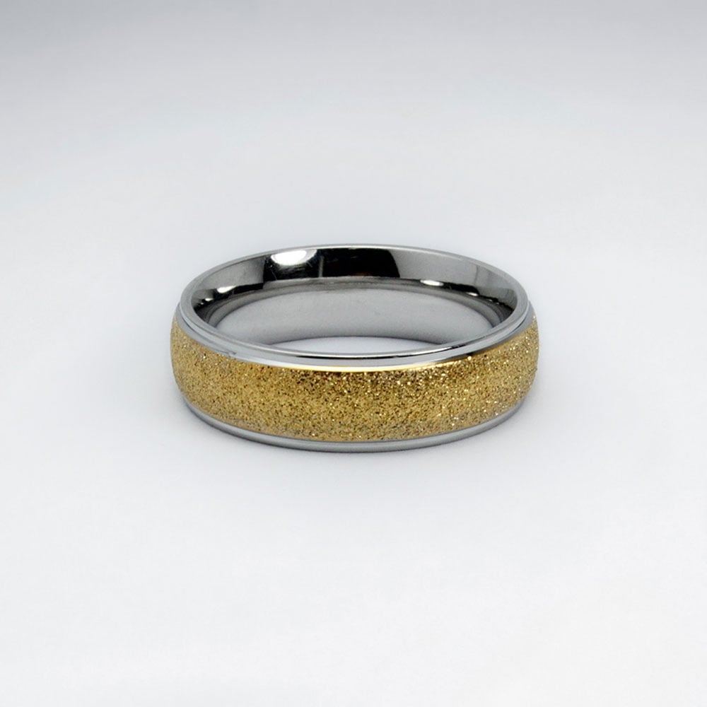 Stainless Steel Gold Tone Accent Crystal Fashion Ring