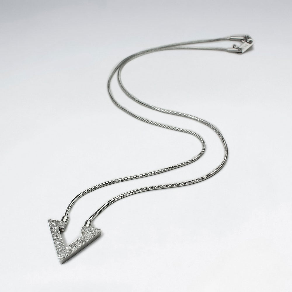 Stainless Steel Open Arrow Pendant Necklace