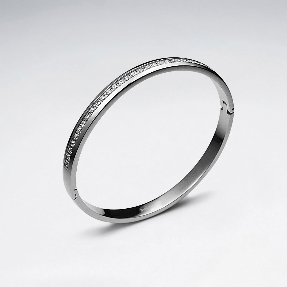 Stainless Steel Crystal Spinner Bangle