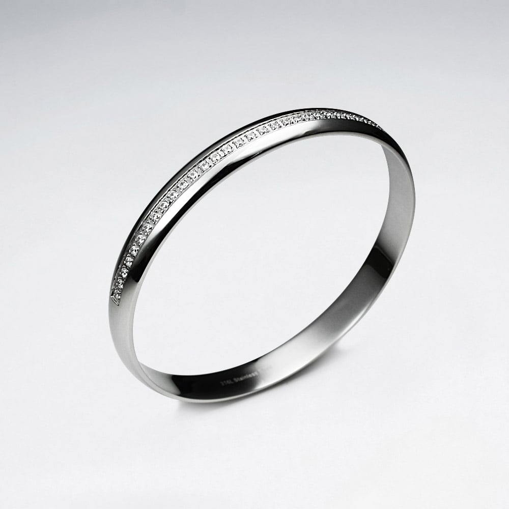 Stainless Steel Crystal Lined Bangle