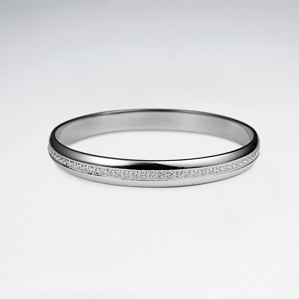 Stainless Steel Crystal Lined Bangle