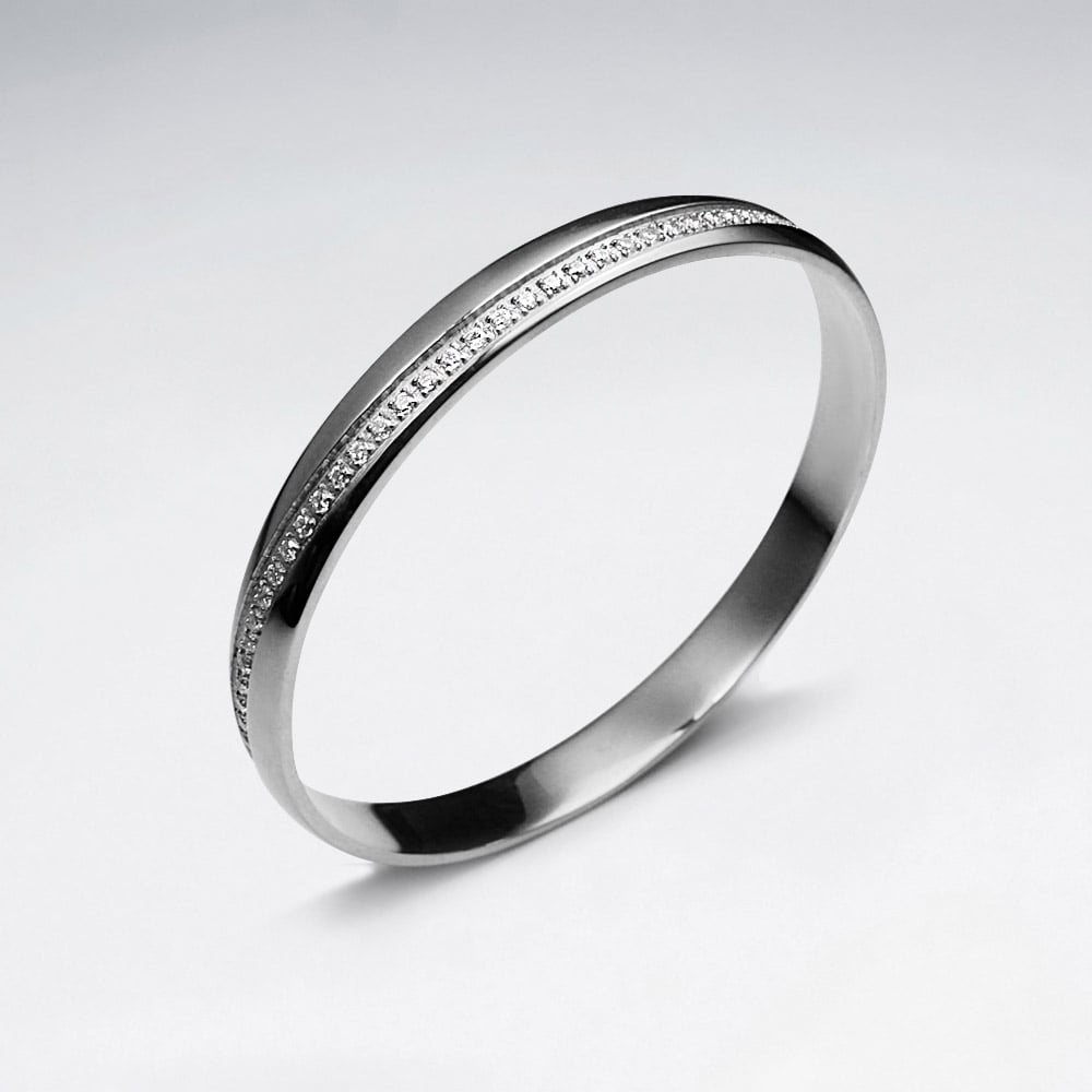 Stainless Steel Crystal Wave Bangle