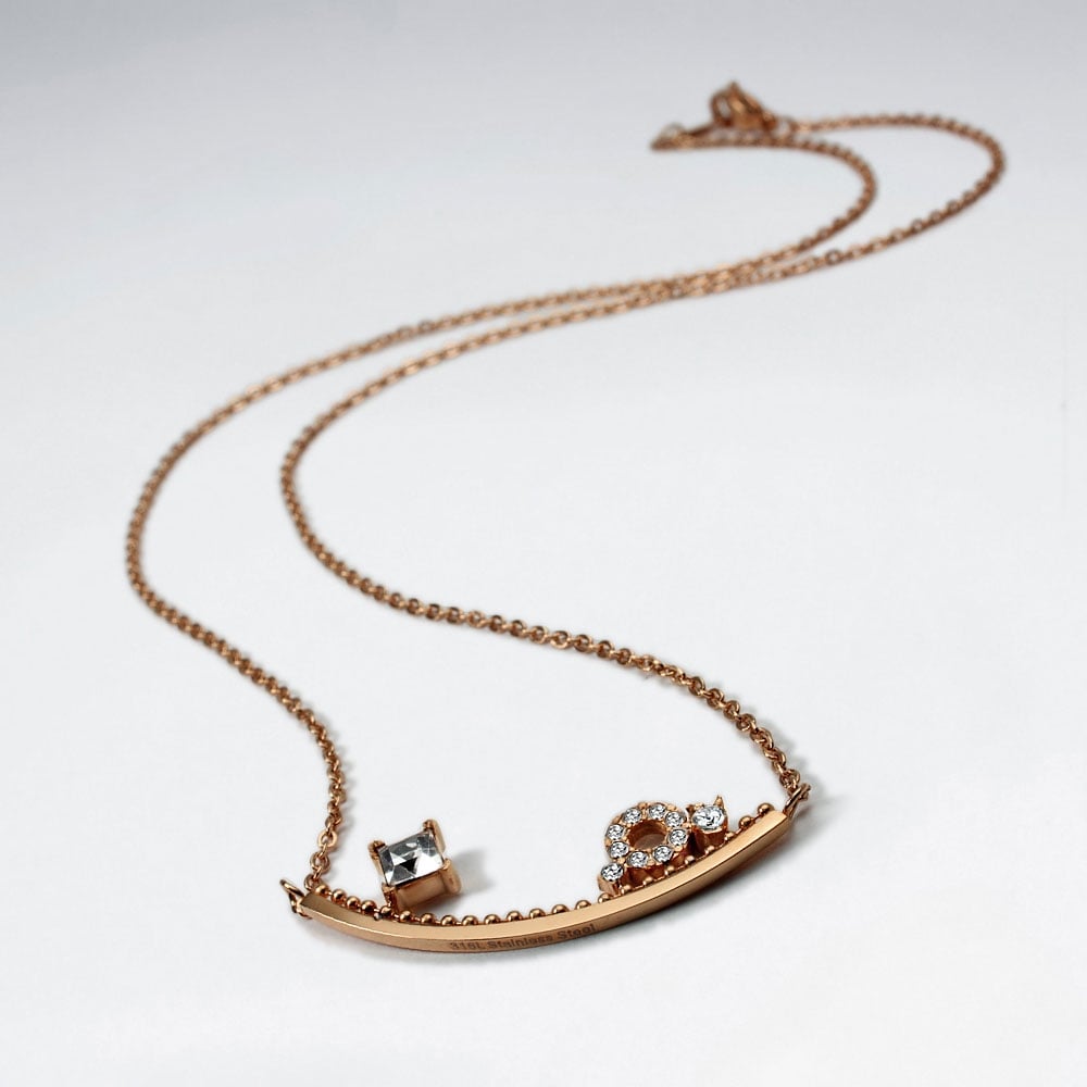 Stainless Steel Crystal Scoop Necklace
