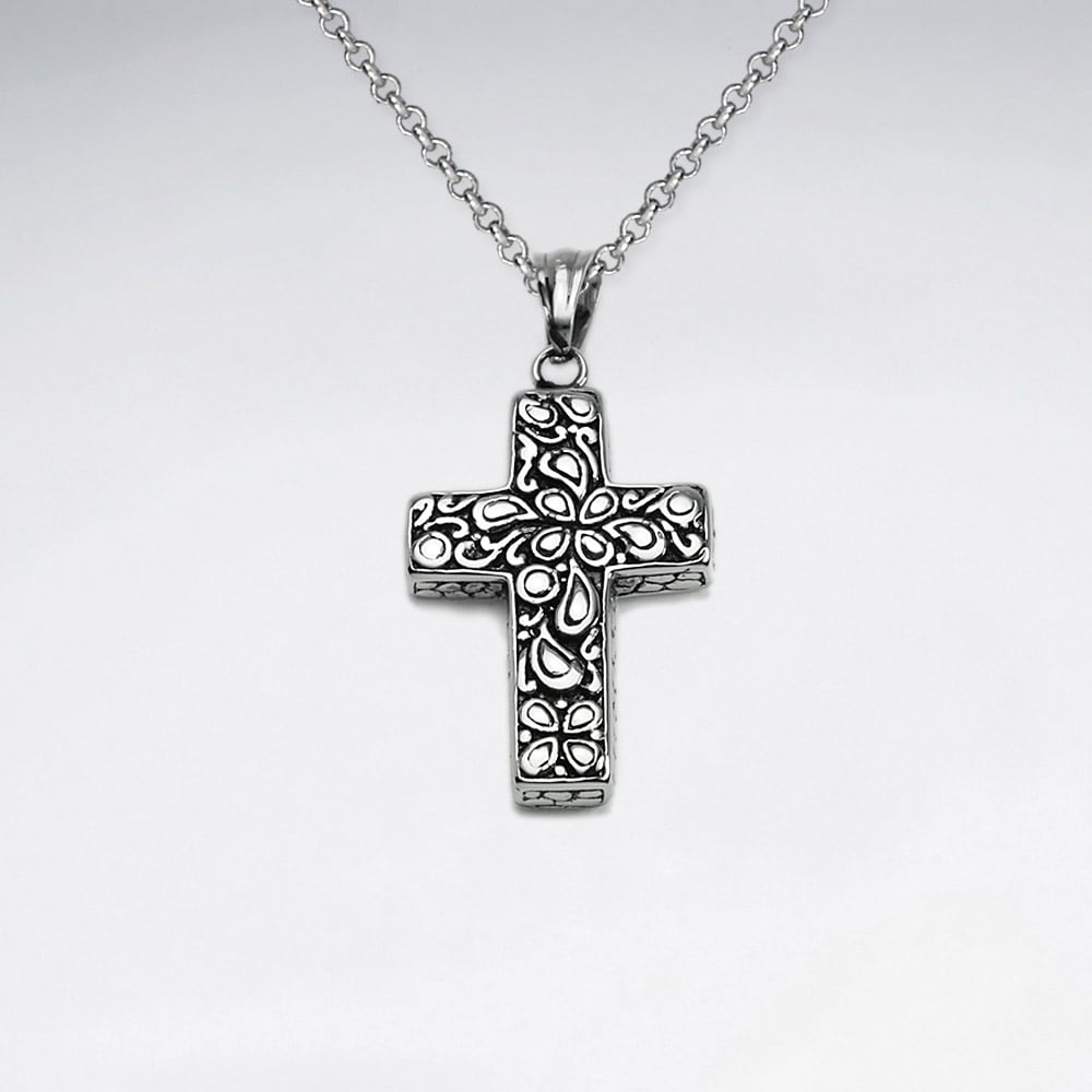 Stainless Steel Ornate Cross Pendant