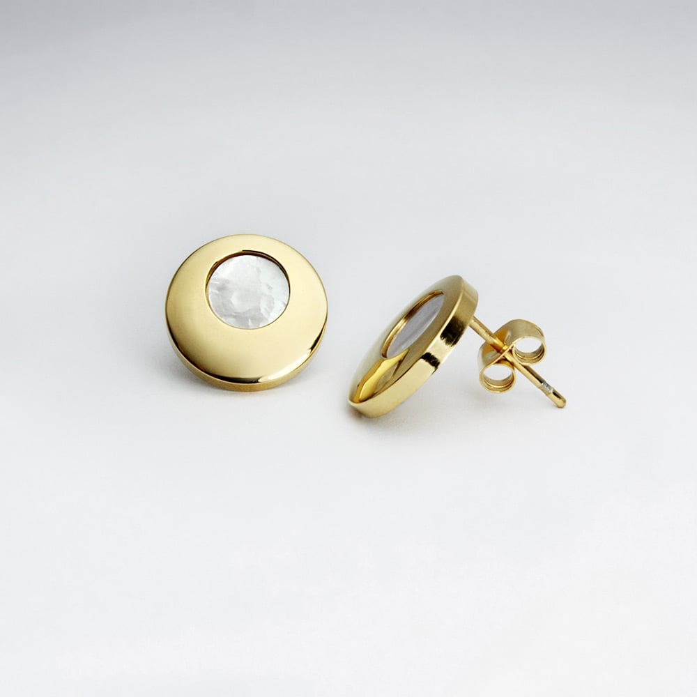Goldtone Stainless Steel Circles Earrings