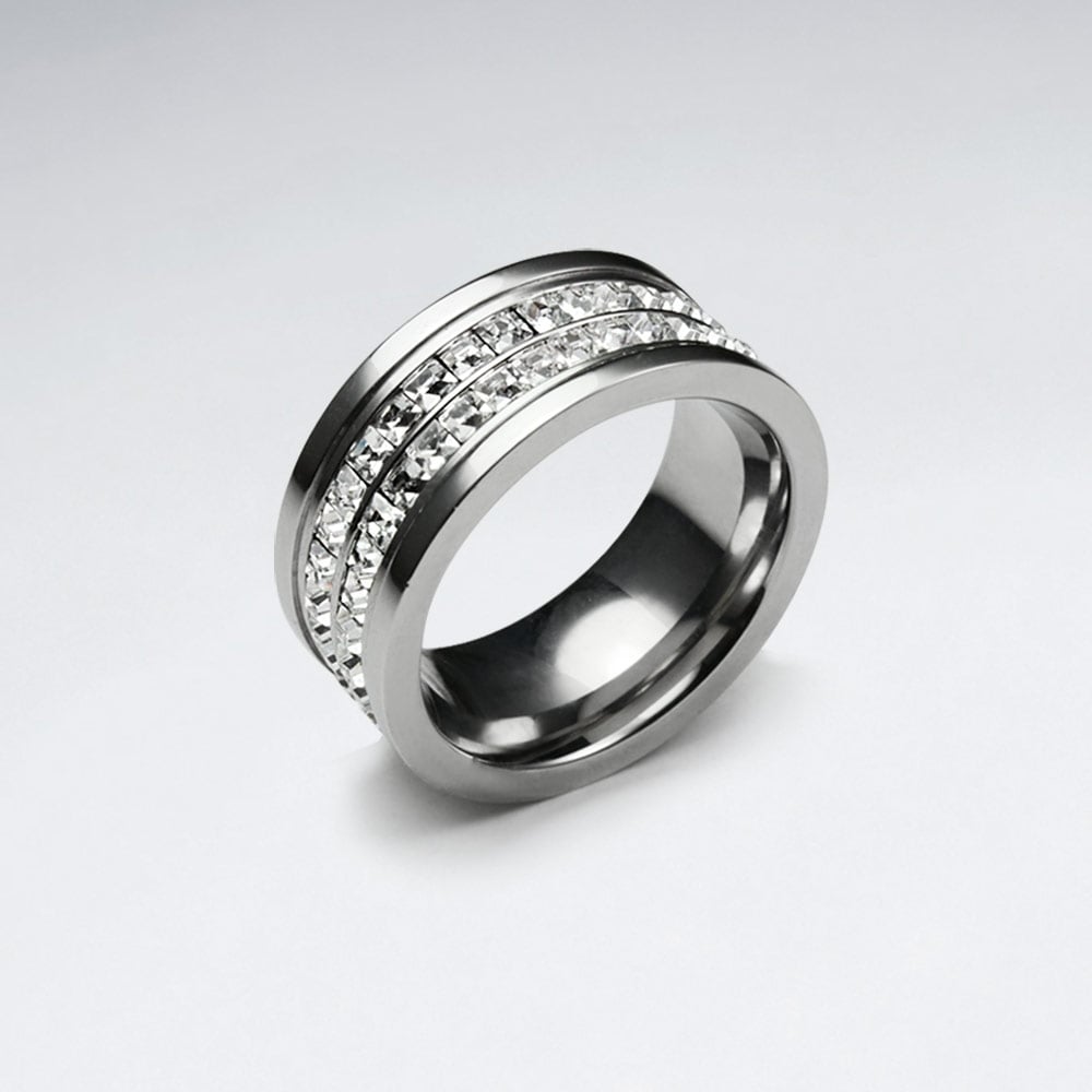 Stainless Steel Crystal Wrapped Ring