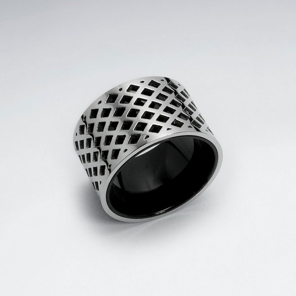 Stainless Steel PVC Lattice Textured Ring