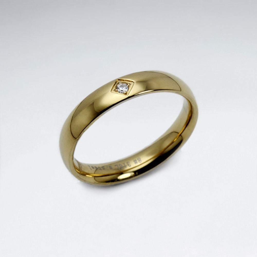 Stainless Steel Marquis Crystal Ring