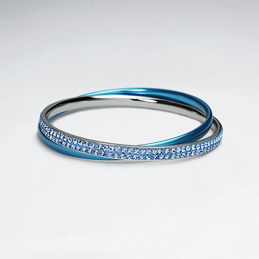 Stainless Steel Crystal Stackable Bangle Bracelets