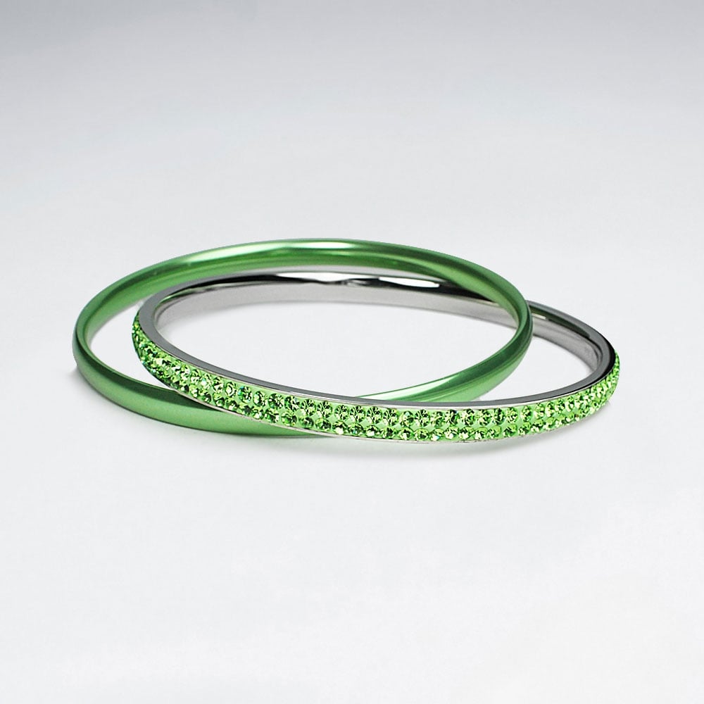 Stainless Steel Crystal Stackable Bangle Bracelets
