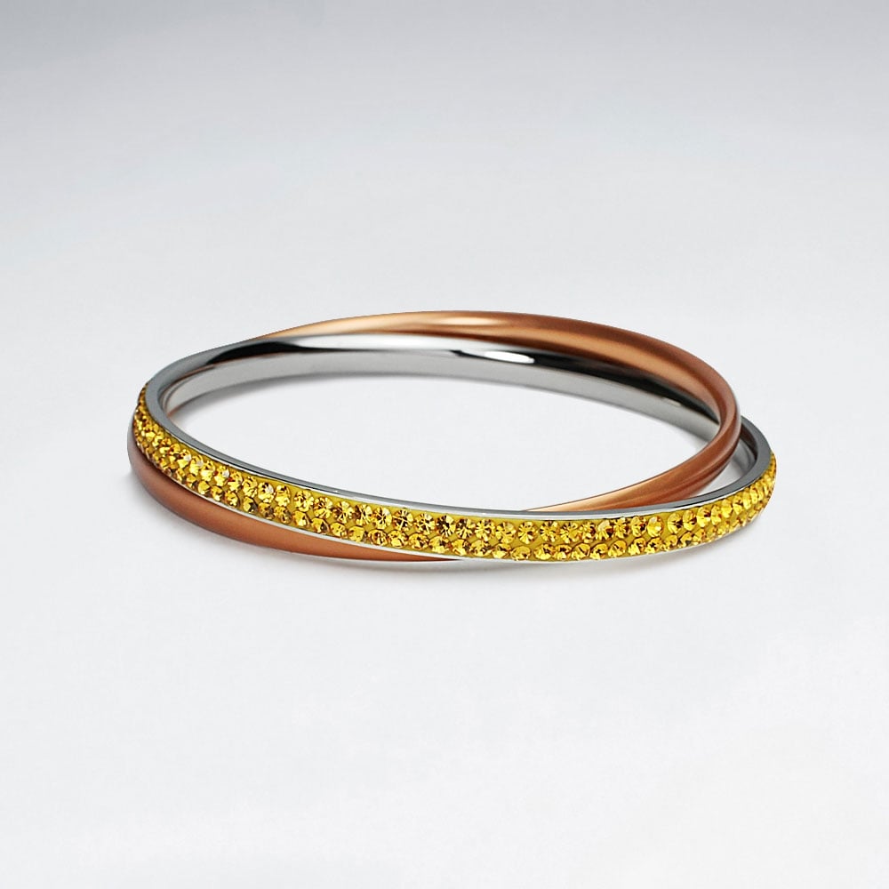 Stainless Steel Crystal Stackable Bangle Bracelets