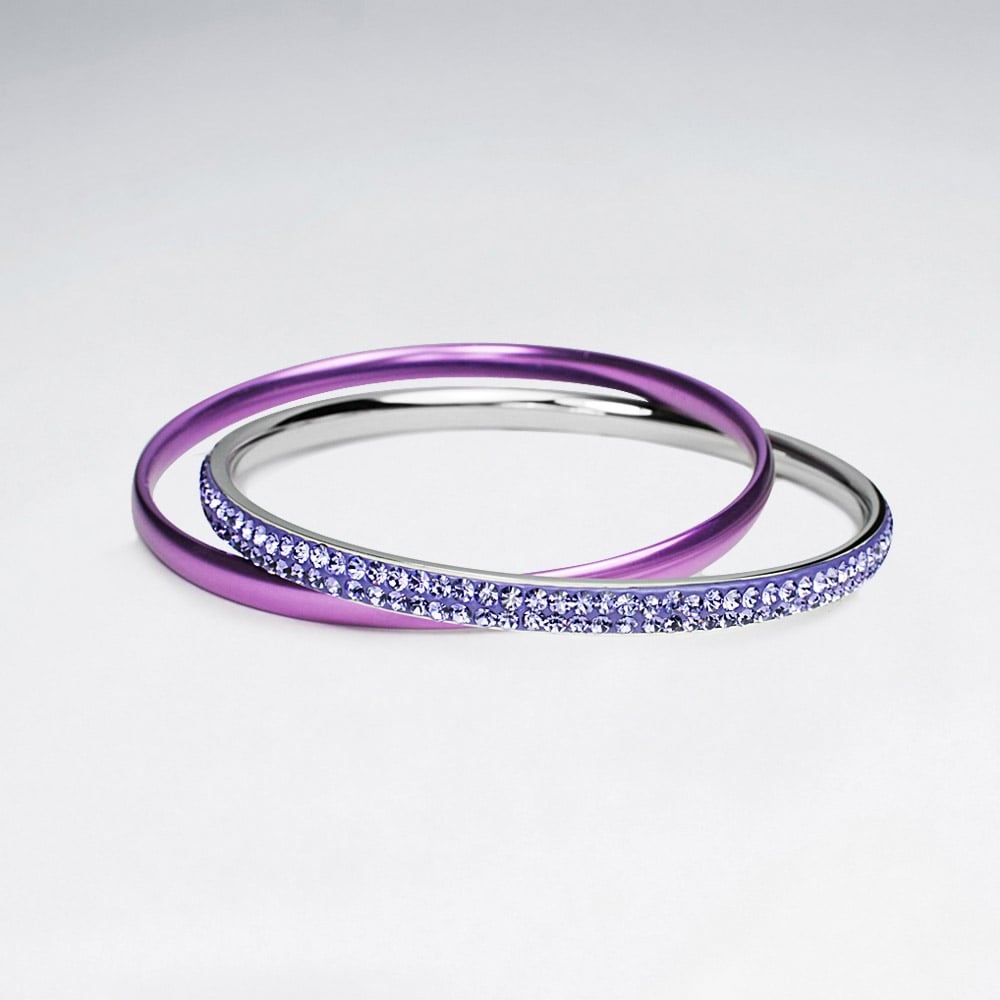 Stainless Steel Crystal Stackable Bangle Bracelets