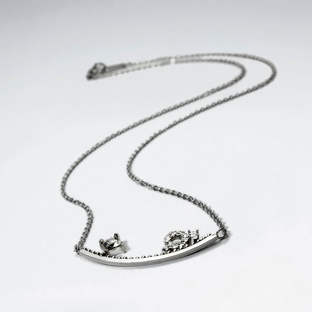 Stainless Steel Crystal Scoop Necklace