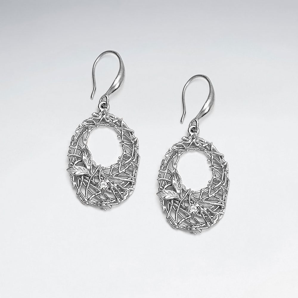 Brass Open Oval Texture Earrings