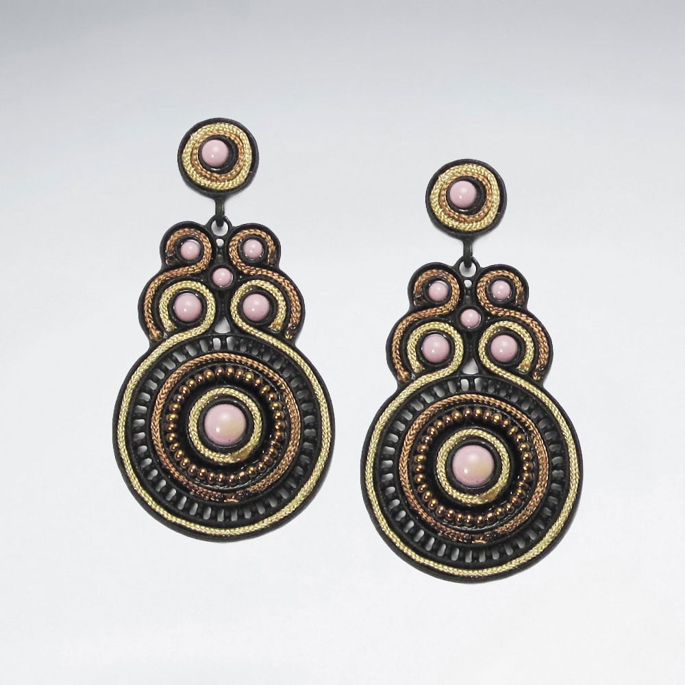 Brass Mixed Ornate Disc Earrings