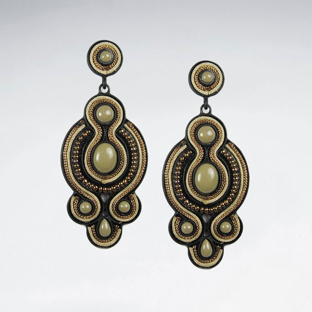 Antiqued Brass Mixed Stone Earrings