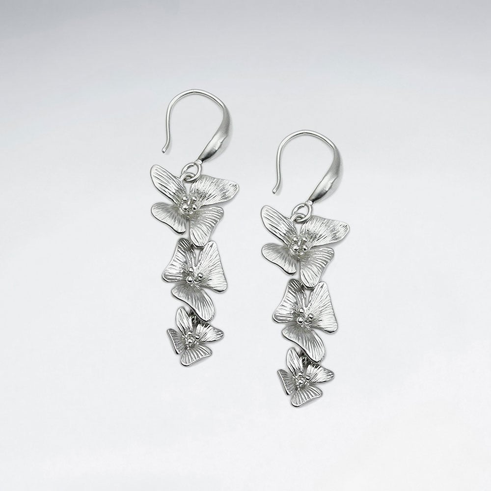 Brass Gradual Flower Cascade Hook Earrings