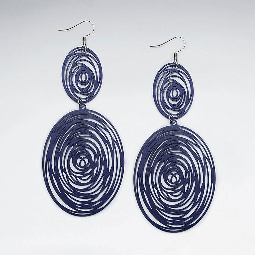 Brass Oval Spiral Abstract Gradual Drop Dangle Hook Earrings