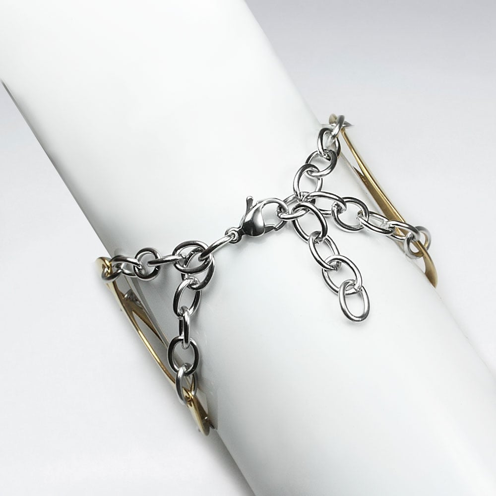 Designing Style Stainless Steel Openwork Duel Tones Cuff Link Bracelet