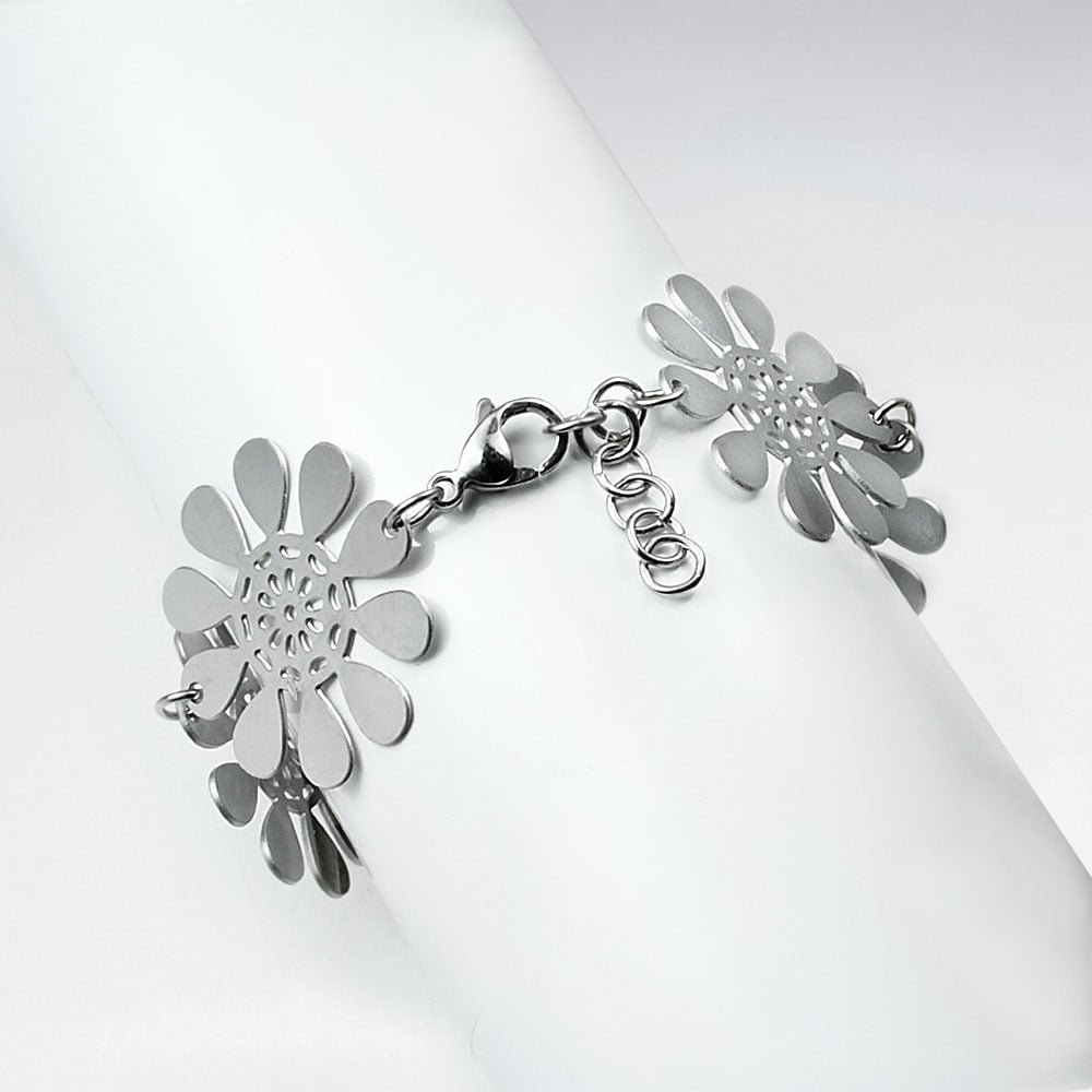 Stainless Steel Flower Silhouettes Bracelet