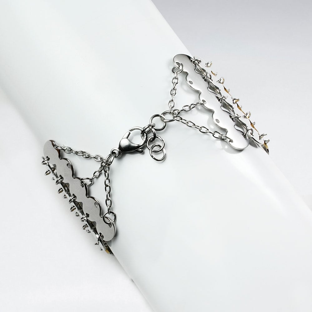 Stainless Steel Two Tone Silhouette Split Hearts Bracelet