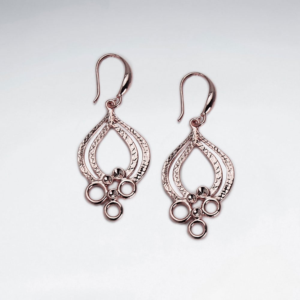 Brass Openwork Decorated Marquis Hook Earrings