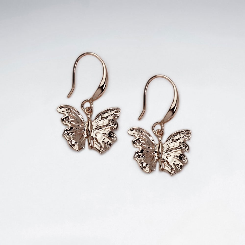 Brass Butterfly Hook Earrings