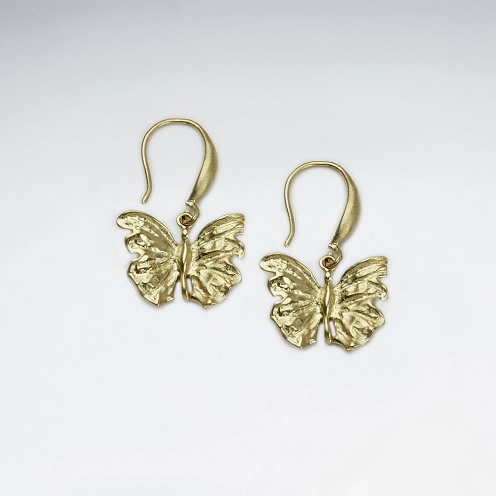 Brass Butterfly Hook Earrings