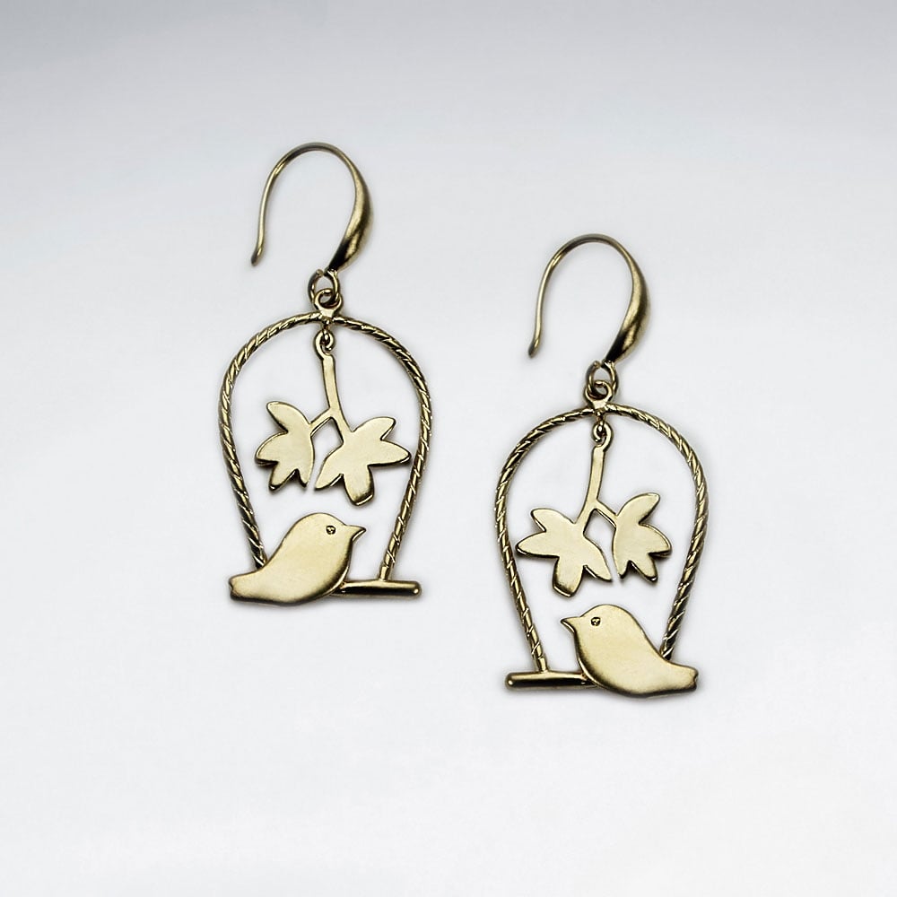 BrassOpenwork Birdcage Earrings