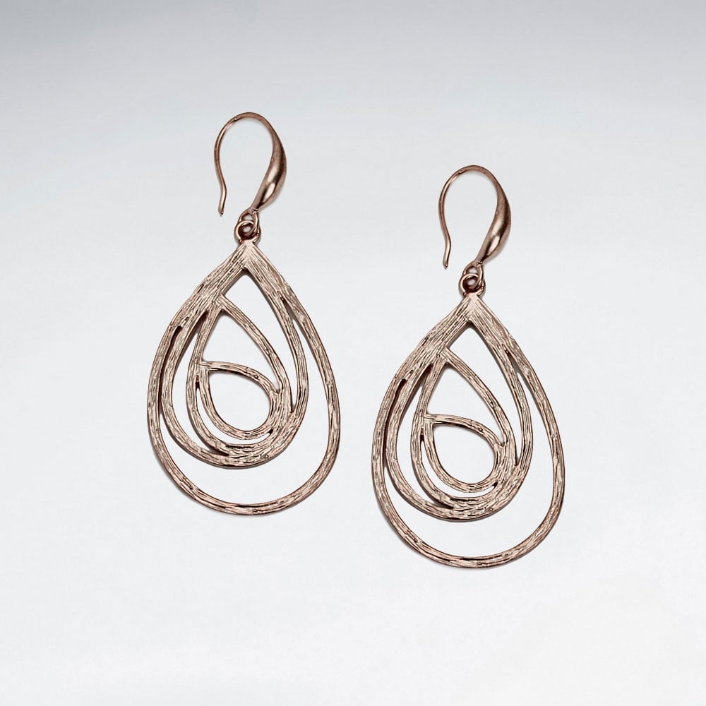 Brass Gradual Openwork Teardrop Earrings