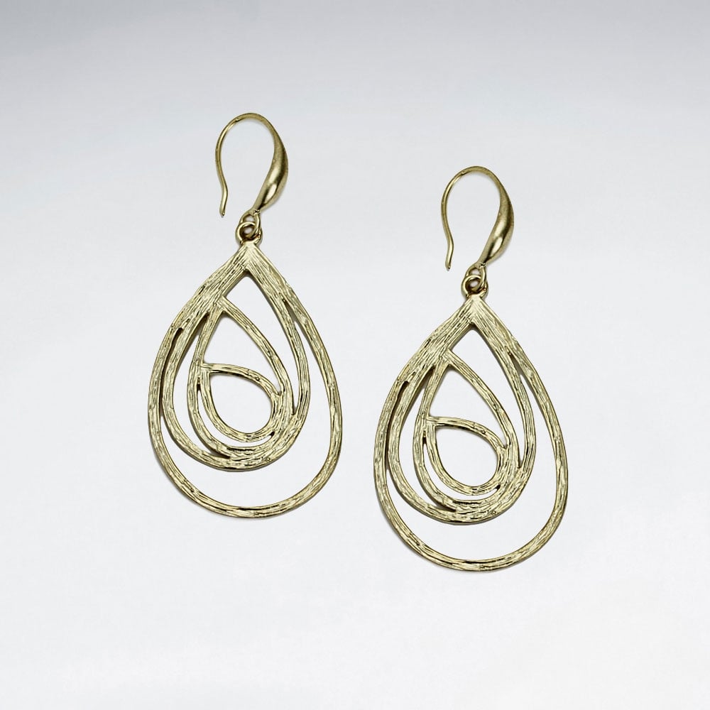 Brass Gradual Openwork Teardrop Earrings