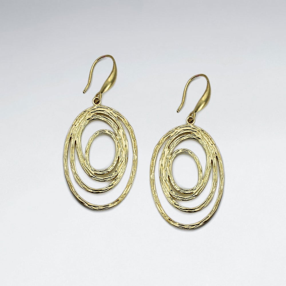 Brass Gradual Openwork Oval Earrings