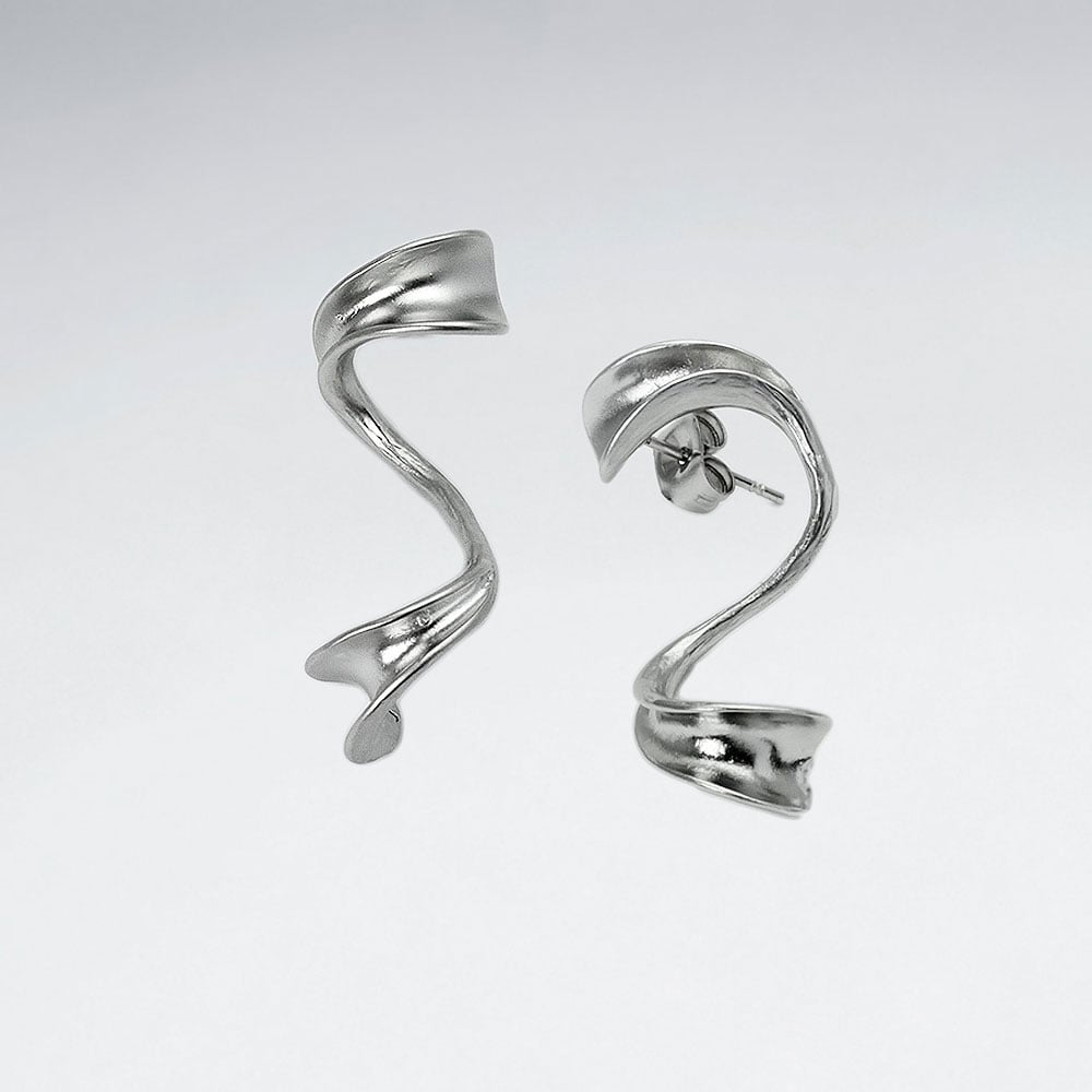 Brass Elegant Spiral Drop Earrings