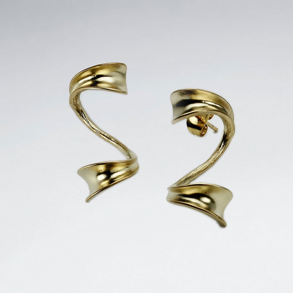 Brass Elegant Spiral Drop Earrings